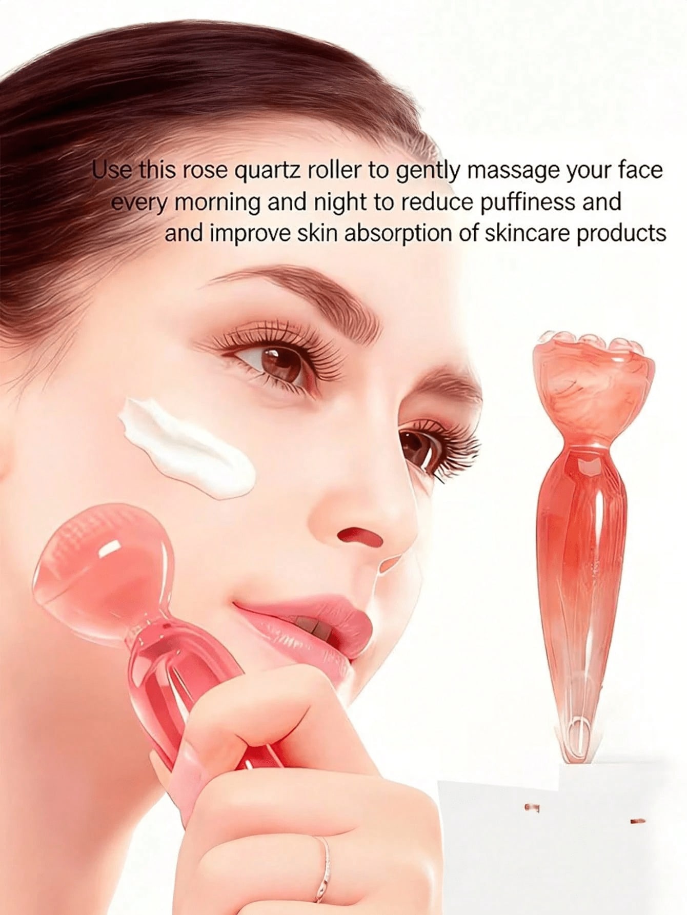 Skincare Pink - 1pc 핑크 수동 얼굴 마사지 도구,