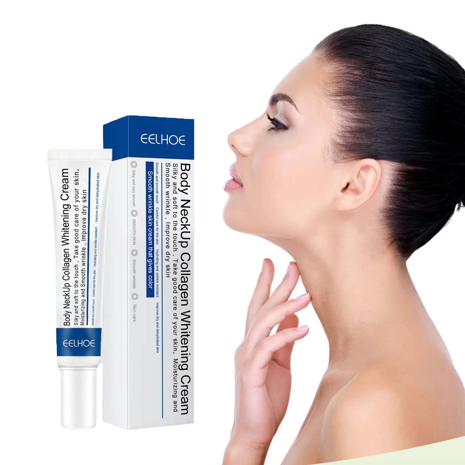 Skincare Glad2Glow - 콜라겐 넥 크림은 목의 잔주름을 밝게합니다.