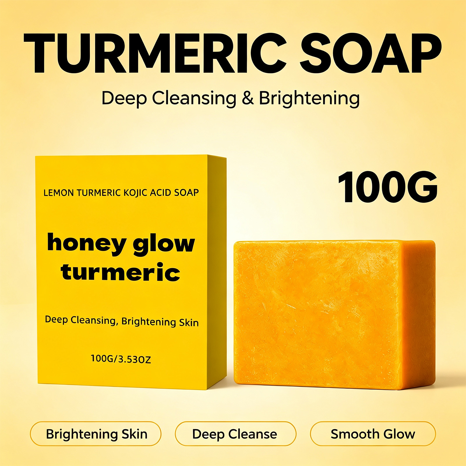 Kojic Acid Soap - 강황 코직산 비누 바, 순한 세정,