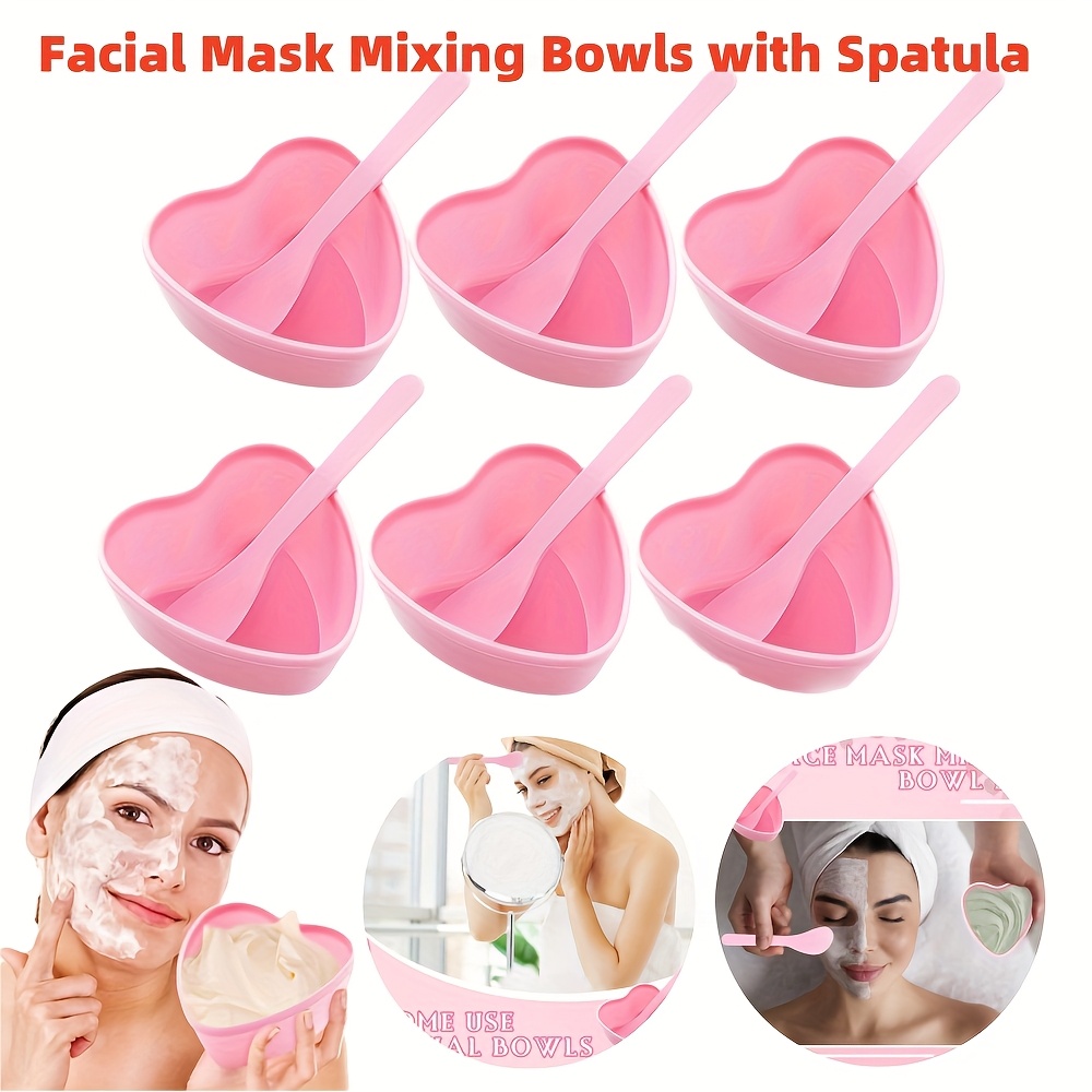 6피스 핑크 하트 모양 페이셜 마스크 믹싱 볼 스크래퍼 - Skincare Pink 리뷰 및 가격