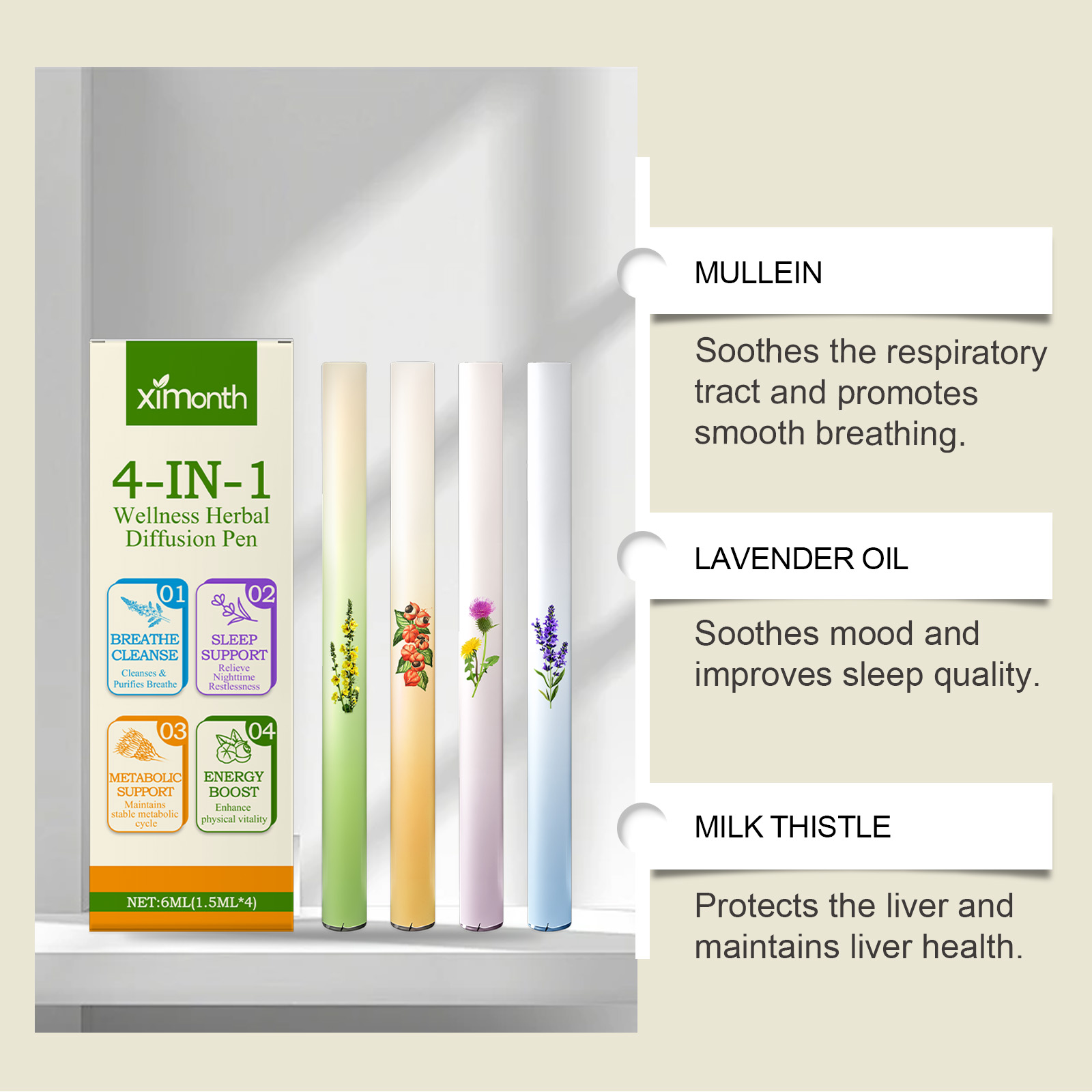 4-in-1 허브 에센스 디퓨저 펜 세트 천연 허브 아 - Skincare Herbal 리뷰 및 가격