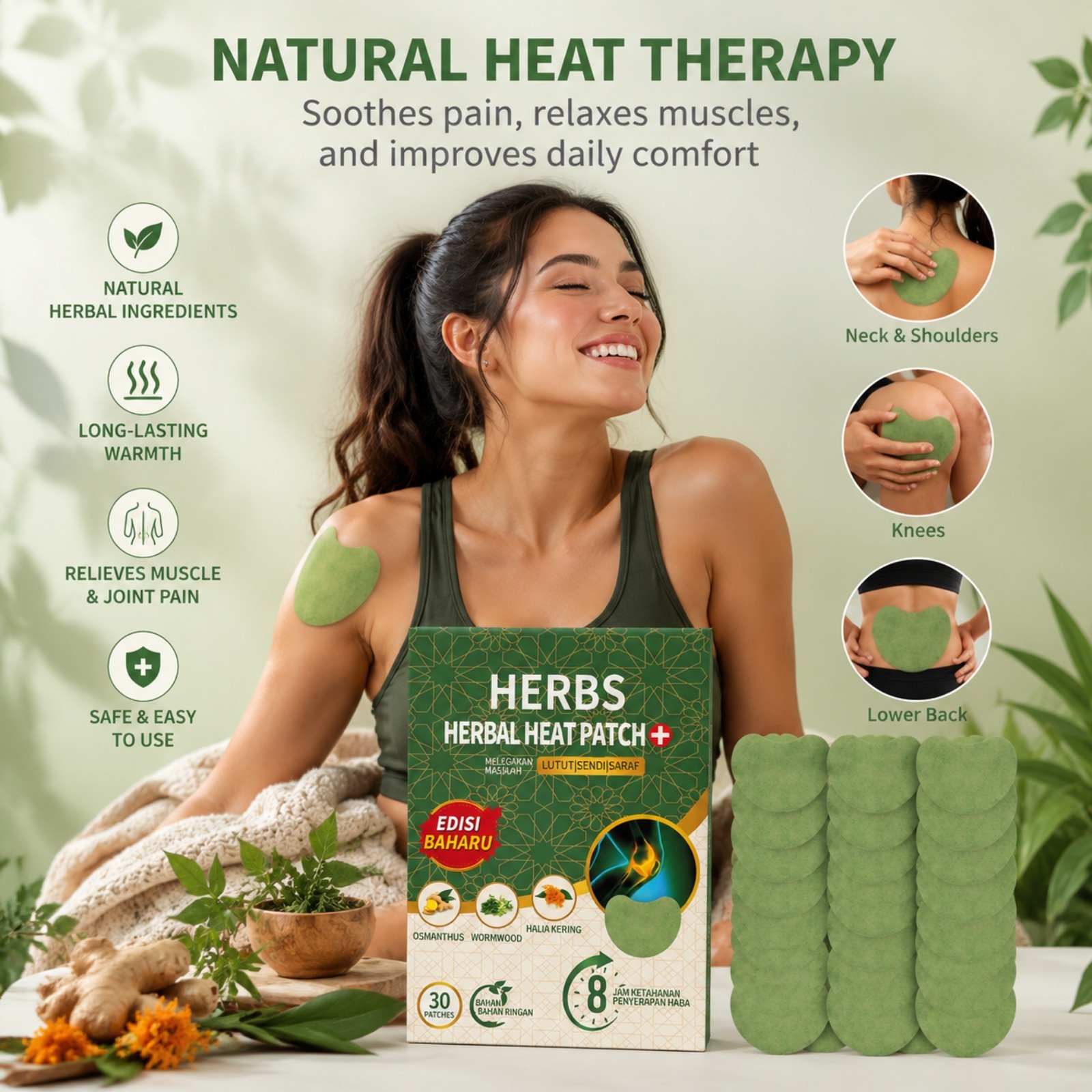 30개 허브 무릎 패치 생강 쑥 추출물 온열 관절 완화 - Skincare Herbal 리뷰 및 가격